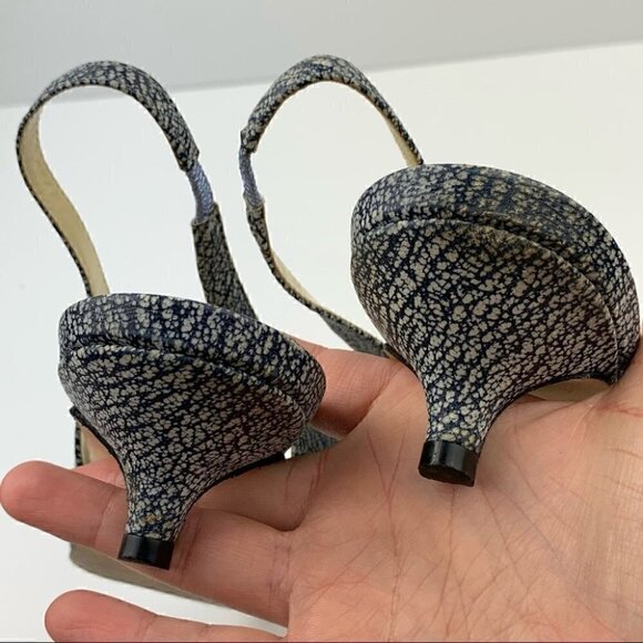 Clorinda Antinori the Rosie heels 39.5 9.5 blue cream crackle slingback kitten - Picture 8 of 14
